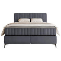 BOXBETT Mufasso Grau Samtbezug 180x200 cm - Schwarz/Grau, Textil/Metall (180/200cm) - Selsey