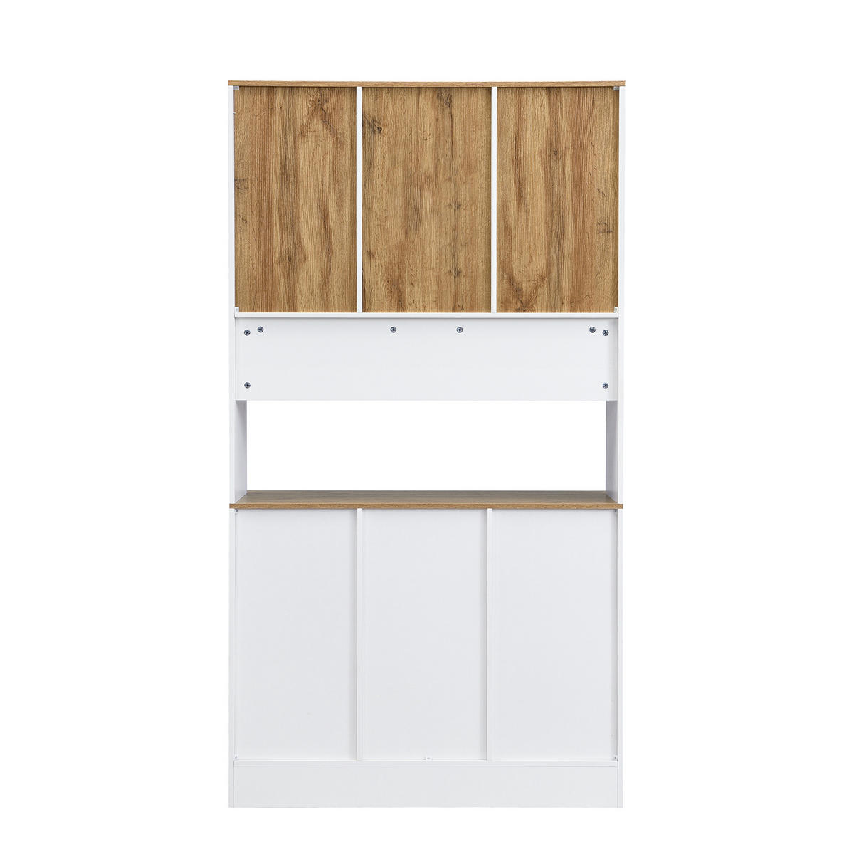 BUFFET DE-37549 94,5/30/175,5 cm mit 5 Türen und 3 Schubladen Weiß/Holzfarbe - Weiß, Holzwerkstoff (94.5/175.5/30cm) - ComfortXL