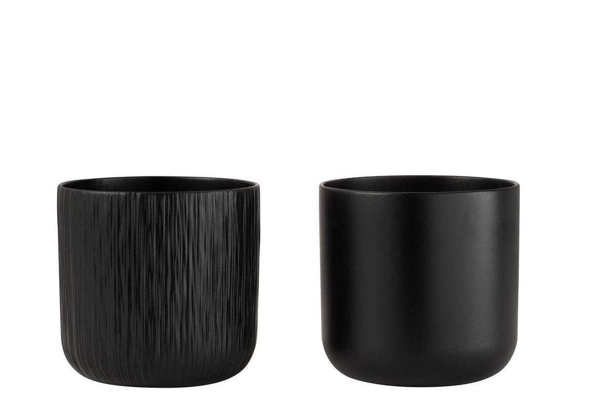 BLUMENTOPF GEN - Keramik - Schwarz - XL - 2er Set - Ø 21 cm - Schwarz, Keramik (21/20.5cm) - J-Line