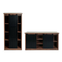 SET AUS SCHRANK UND SIDEBOARD Dunkelbraun, Schwarz - Dunkelbraun/Schwarz, Holz (150/163/40cm) - MCW