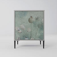 SIDEBOARD NIGHT LADY, Grau, 57,5x42x72,5 cm, Schwarze Metallfüße - Multicolor/Schwarz, Holzwerkstoff/Metall (57.5/72.5/42cm) - SpaceRebels
