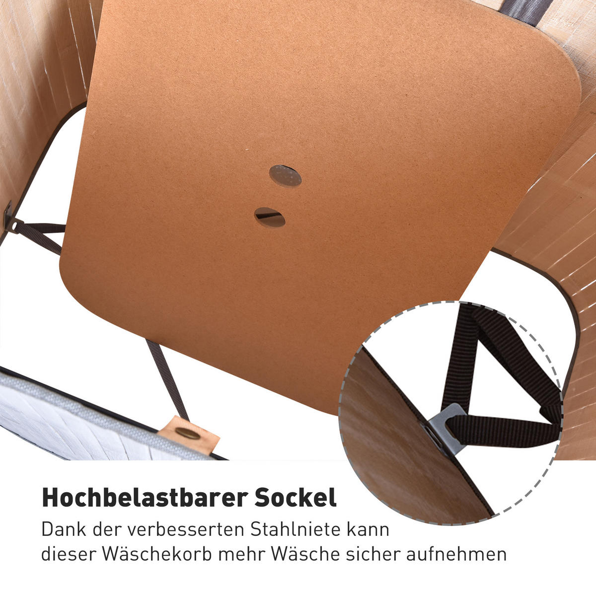 WÄSCHEKORB 100L Wäschesammler mit Deckel, 52 x 32 x 63 cm, Grau - Grau, Naturmaterialen (52/63/32cm) - HOMCOM