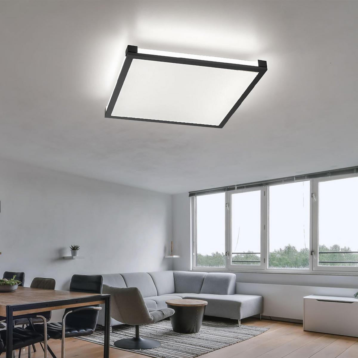 LED DECKENLEUCHTE Aufbau Schwarz Matt - Schwarz, Kunststoff (45/45/7.1cm)