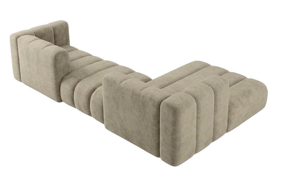 ECKSOFA Modulares In L-Form, Velvet-Stoff Riviera, Beige, Rechts, GRAND 319 cm - Beige, Holz (319/175cm) - Kaiser Möbel