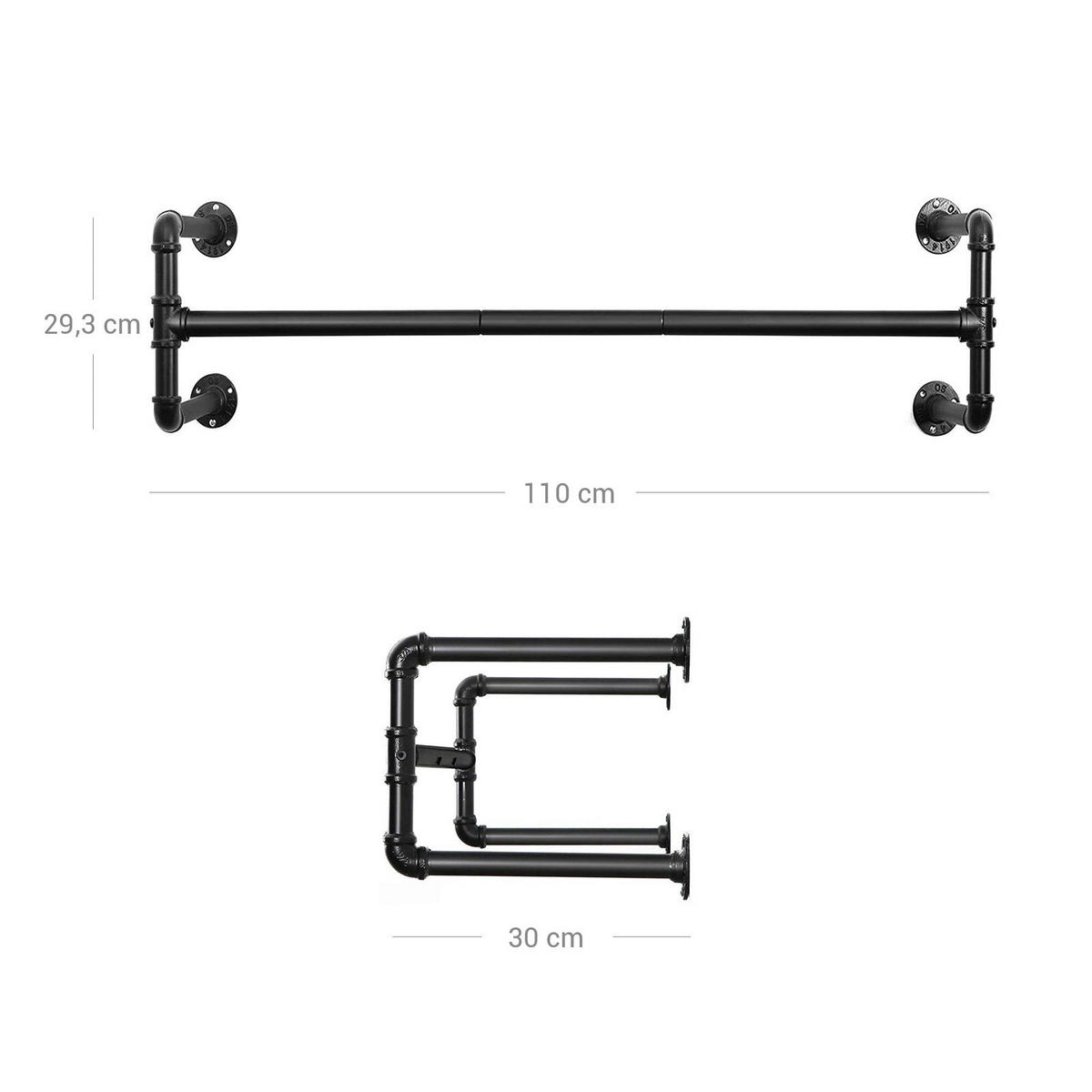 KLEIDERSTANGE - Schwarz, Metall (110cm) - Hansiro