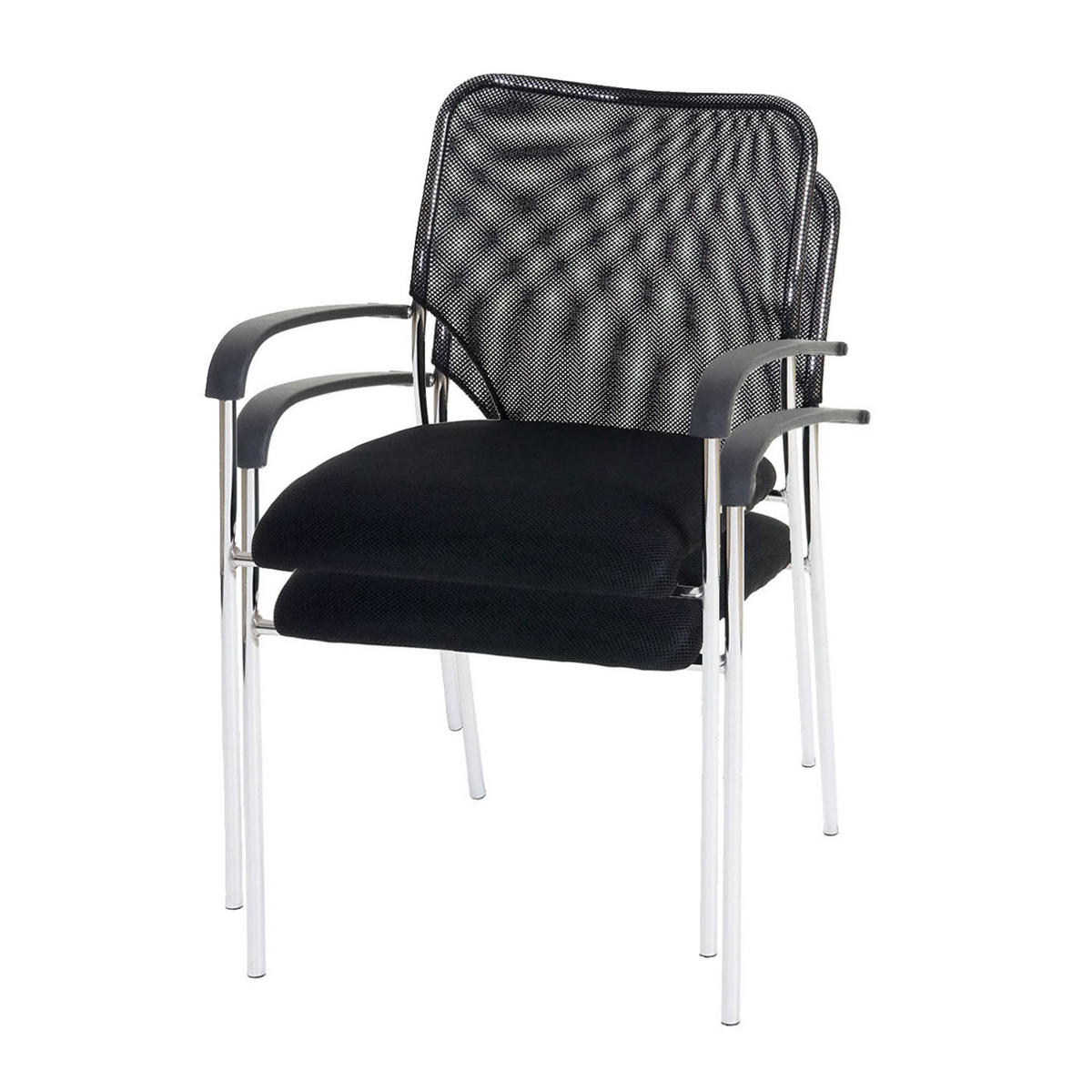 BESUCHERSTUHL 2er-Set mit Lehne 83x55x60cm Sitzhöhe 45cm Stoff/Textil Sitz Schwarz - Schwarz, Textil (55/83/60cm) - PROREGAL