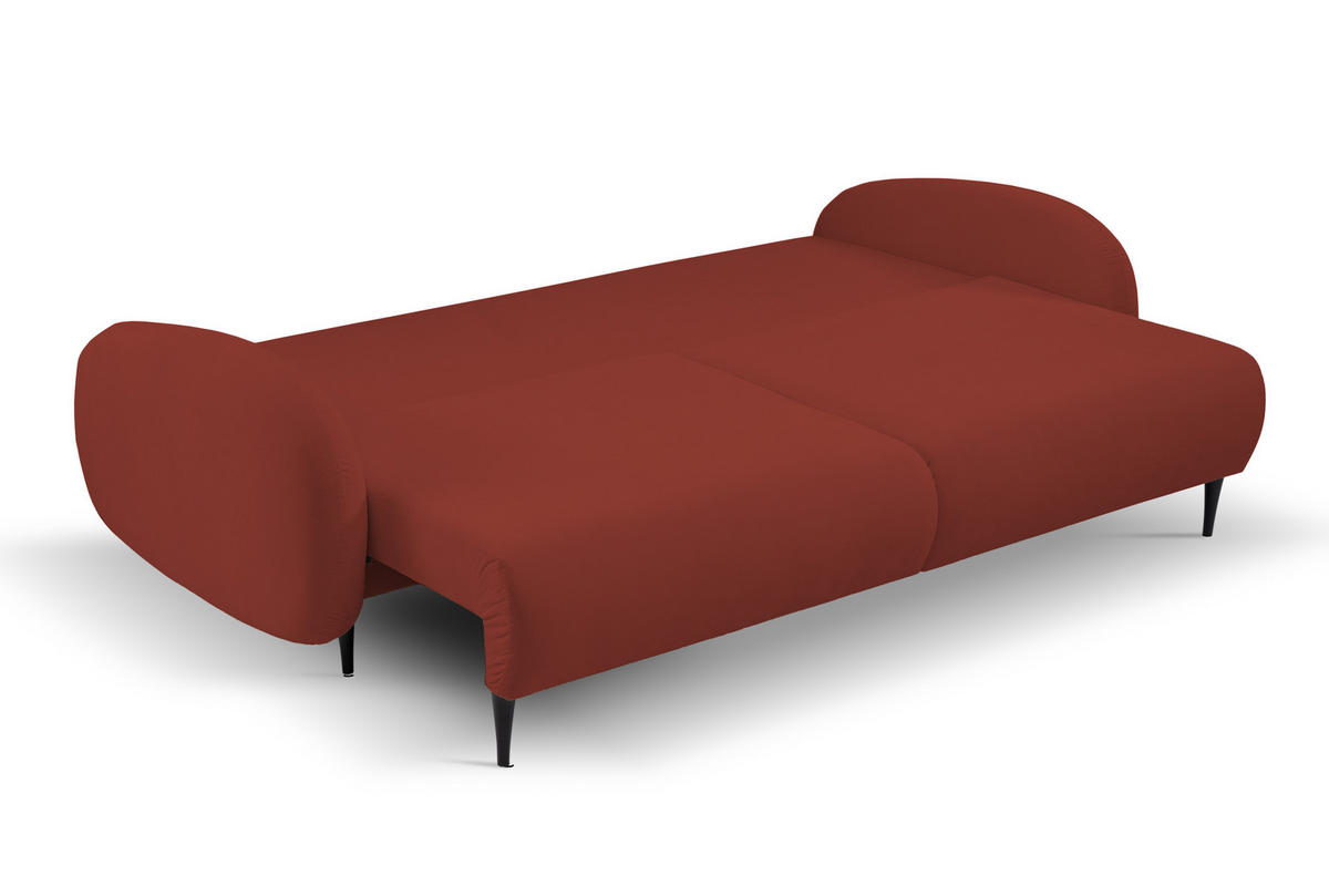 SOFA SOFT RunAgin Mit Schlaffunktion Und Bettkasten, PUR-Schaum, Schwarze Kunststofffüße, lose Rückenkissen, freistehend, 232x109x95 cm Red - Rot, Holz/Textil (232/95/109cm) - DomoHome