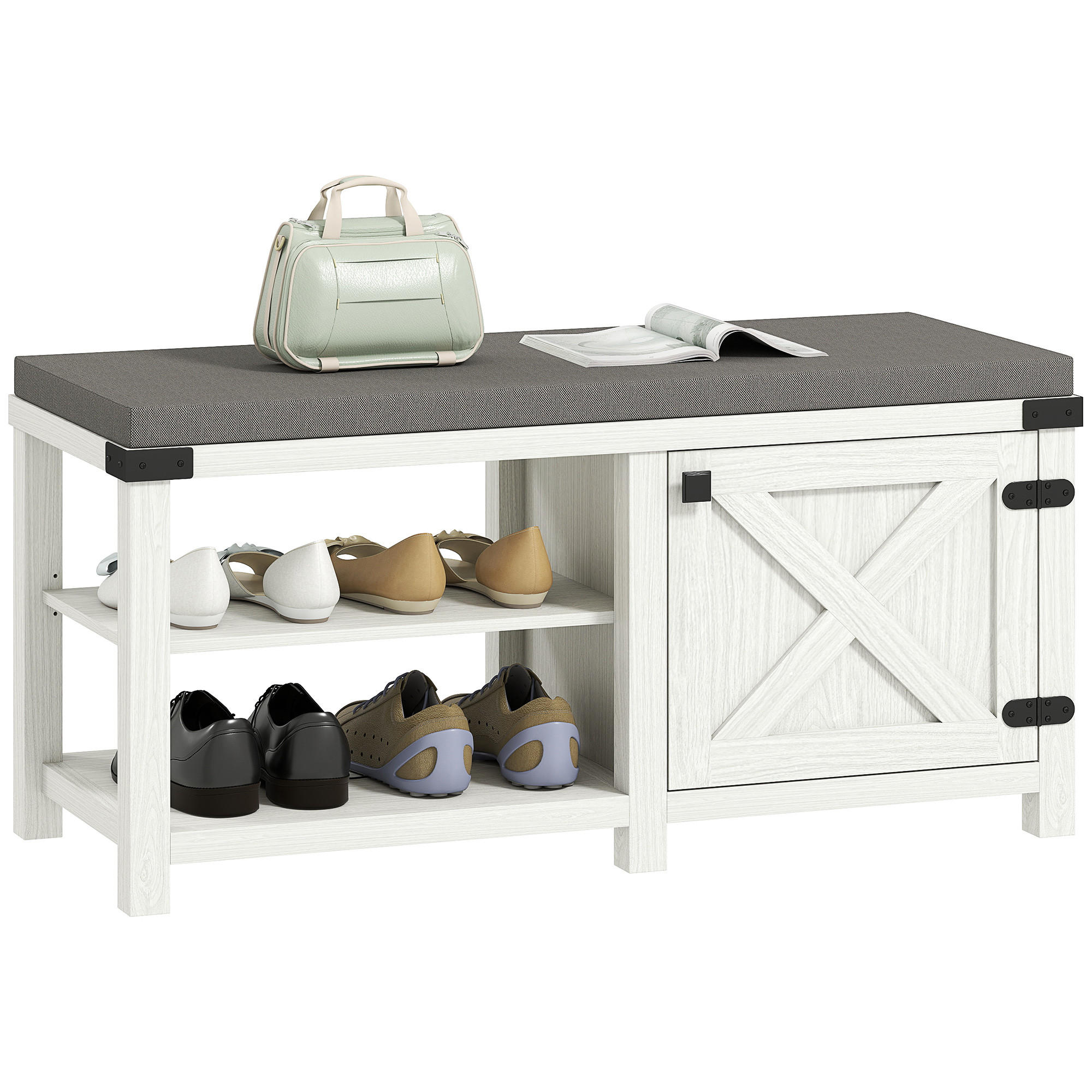 SCHUHBANK Weiß 1 Stück - Weiß, Kunststoff (40/48/100cm) - GiPP