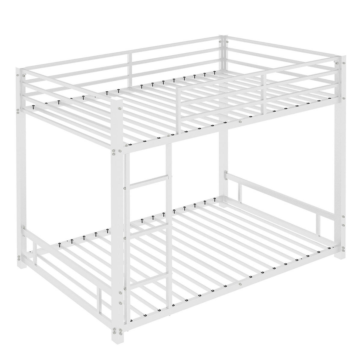 ETAGENBETT 90/190 mit 3-stufiger Leiter, Schutzgeländer und Metalllatten - Weiß, Holzwerkstoff (90/190cm) - EVRYAE