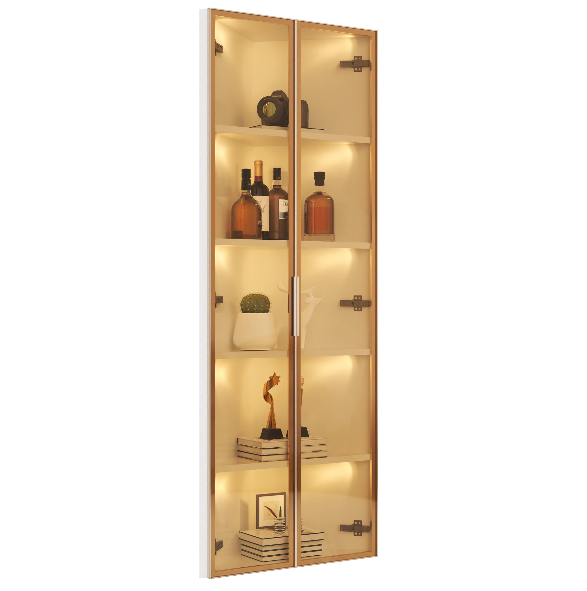 HIGHBOARD 62/35/160 cm in Weiß mit LED-Beleuchtung und Sicherheitsglas - Weiß, Holzwerkstoff (62/160/35cm) - Flora Grace