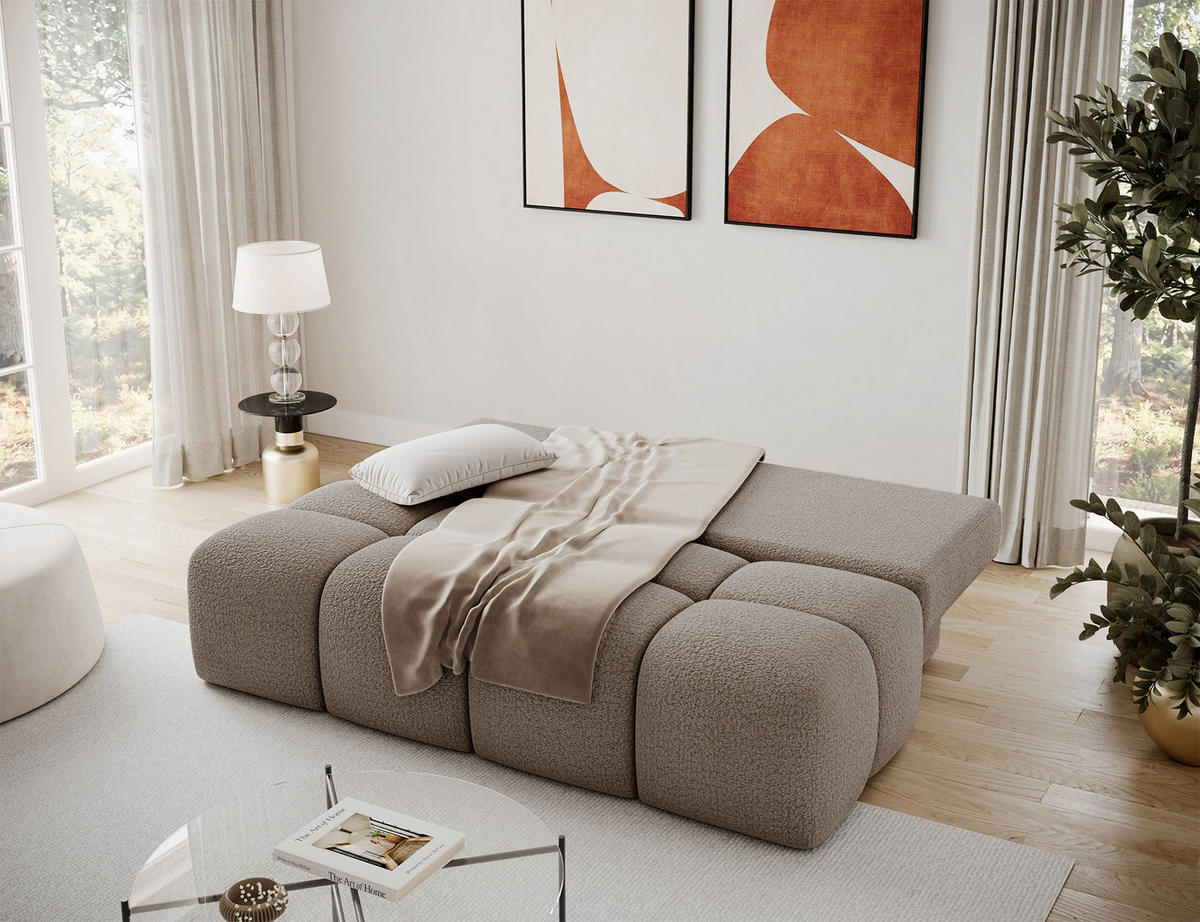 SCHLAFSOFA Nuwia mit Schlaffunktion und Bettkasten – Modernes Designsofa mit Schlafauszug und dekorativer Steppung - Braun, Kunststoff (200/102/100cm) - Wohnideebilder