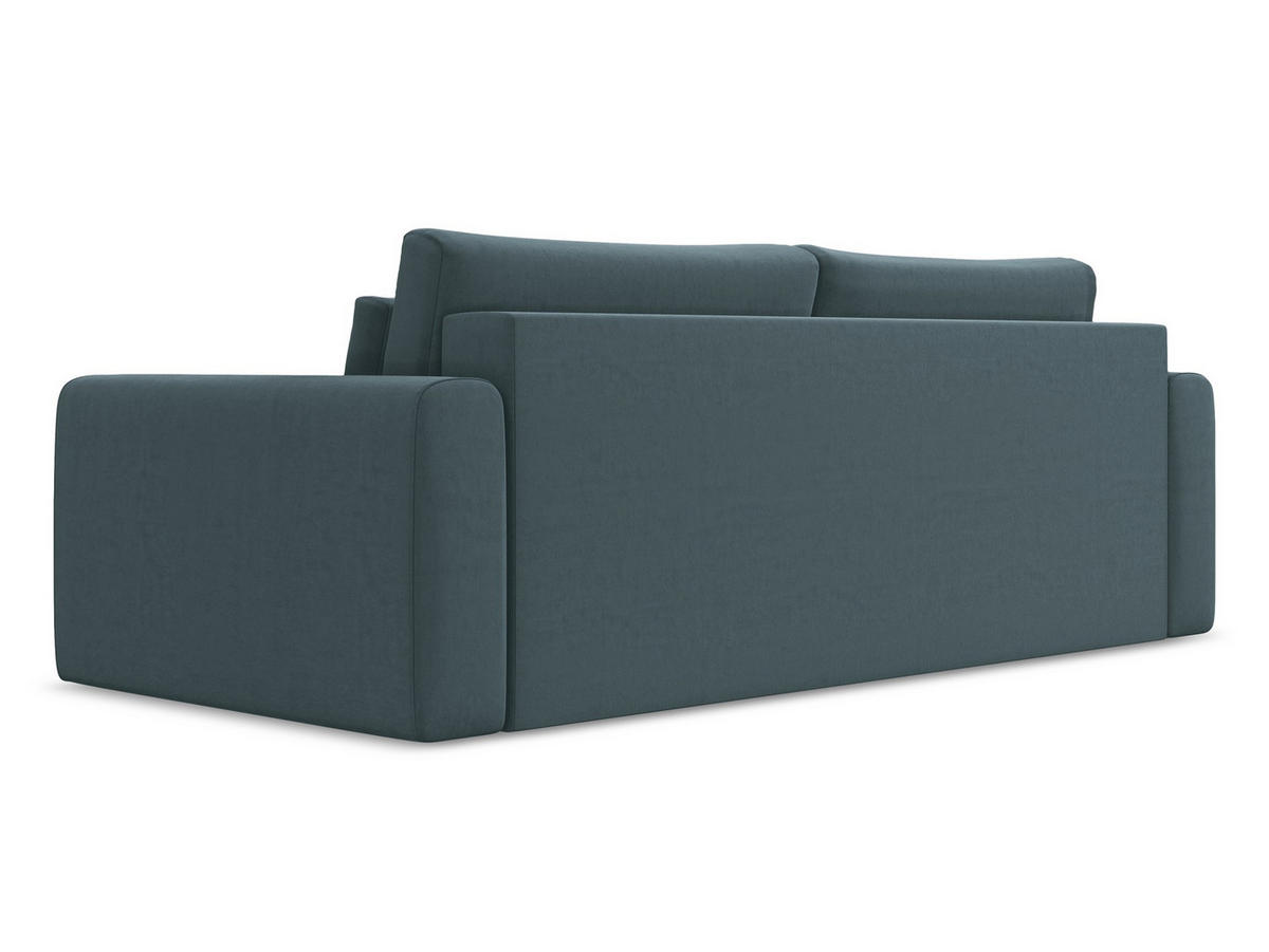 3-SITZER SOFA mit Schlaffunktion Samt Stoff Blau - Blau/Petrol, Kunststoff/Textil (238/82/105cm) - Makamii