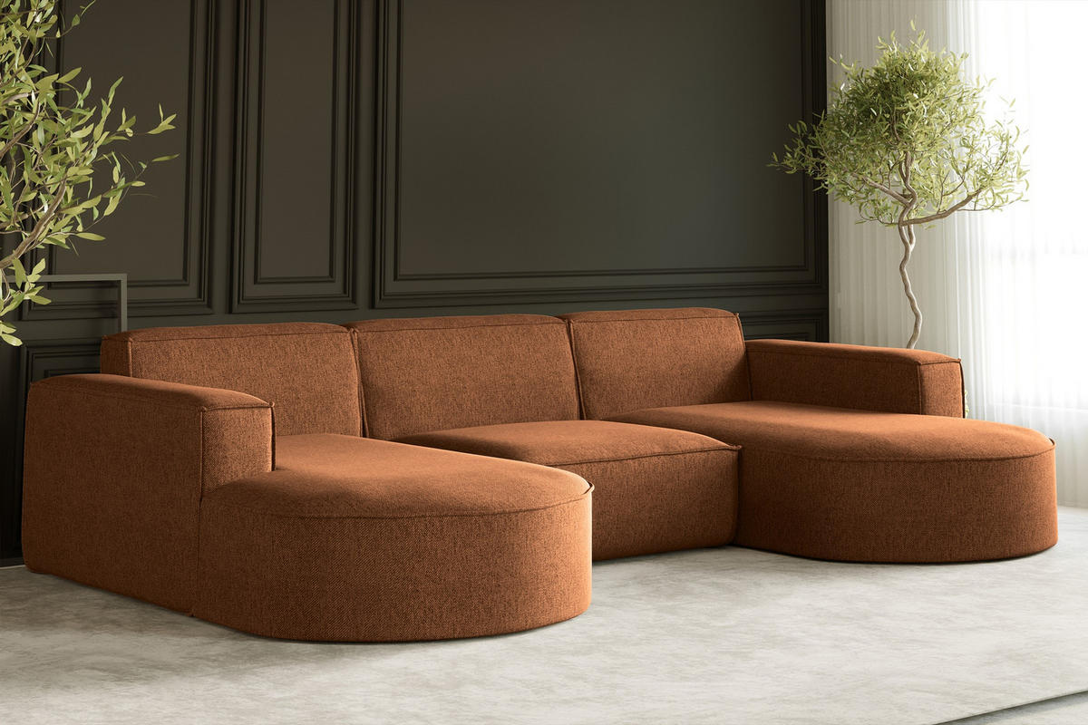 ECKSOFA U-Form MODENA STUDIO Stoff Verita Kupfer - Kupferfarben, Holz (165/299cm) - Kaiser Möbel