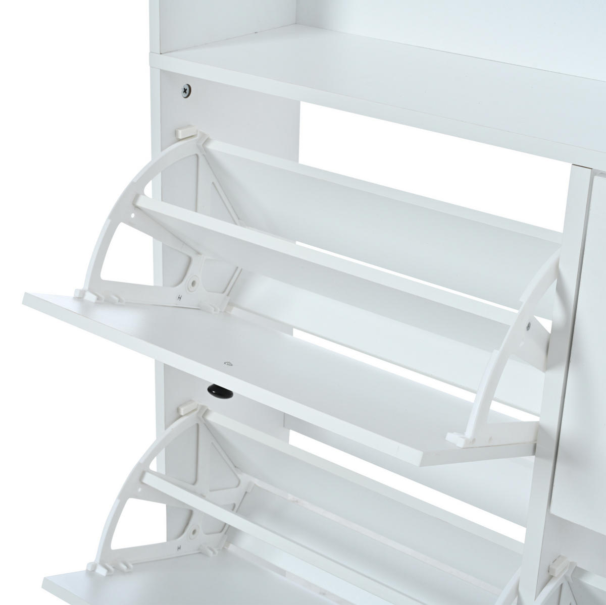 SCHUHSCHRANK aus Spanplatte 120x24x200cm in Weiß mit 8 Klapptüren - Weiß, Holzwerkstoff (120/200/24cm) - Modfu