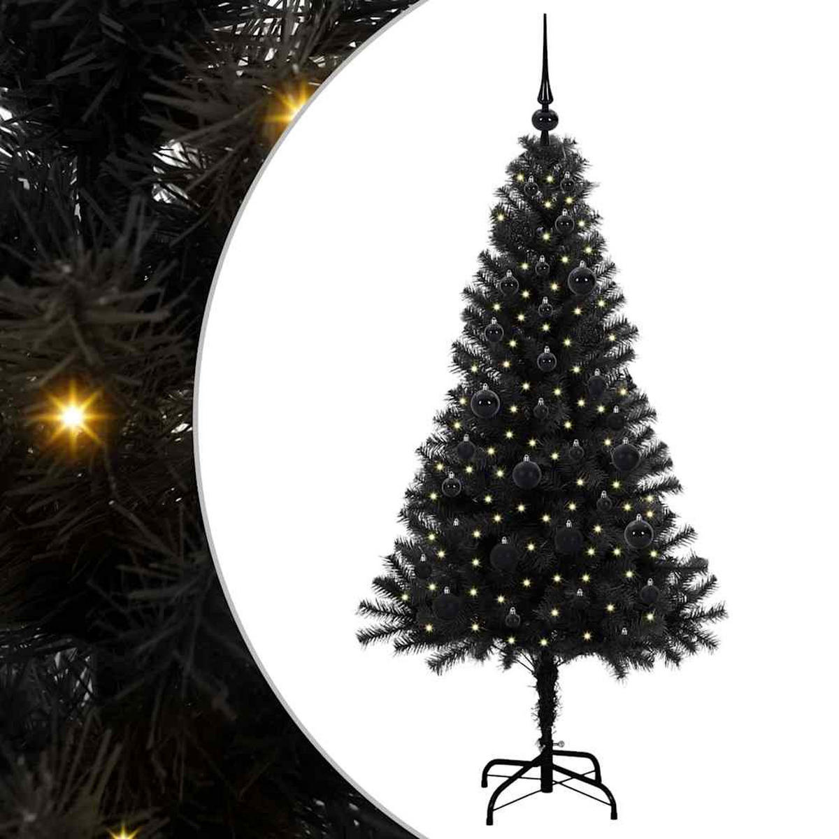 WEIHNACHTSBAUM 75/75/150 cm Schwarz PVC - Schwarz, Kunststoff (150cm) - vidaXL