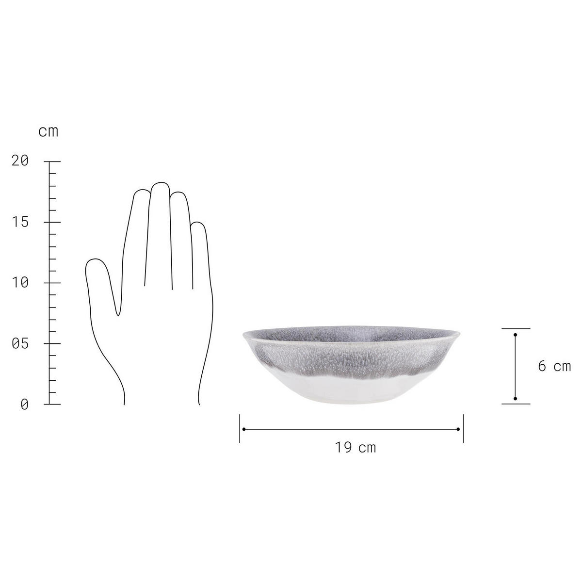 SCHALE Atlantis - Weiß/Grau, Keramik (19/19/6cm) - Butlers