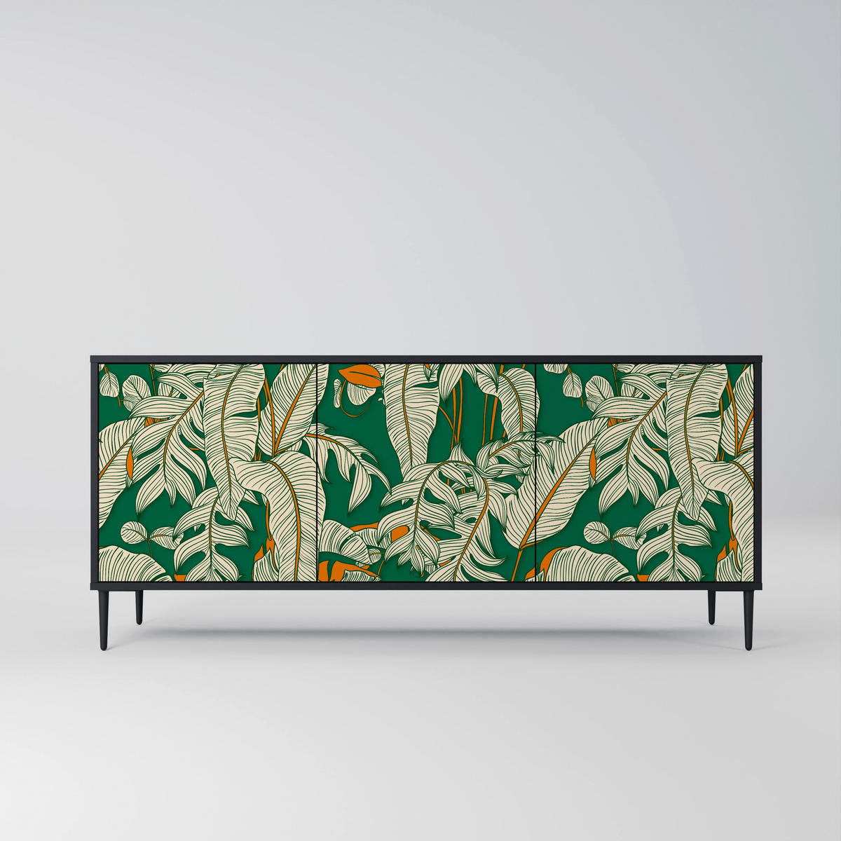 SIDEBOARD VERDANT PLEASURES, Eicheneffekt, 164,5x42x77,5 cm, 3 Türen - Eichefarben/Buchefarben, Holzwerkstoff/Buchenholz (164.5/77.5/42cm) - SpaceRebels