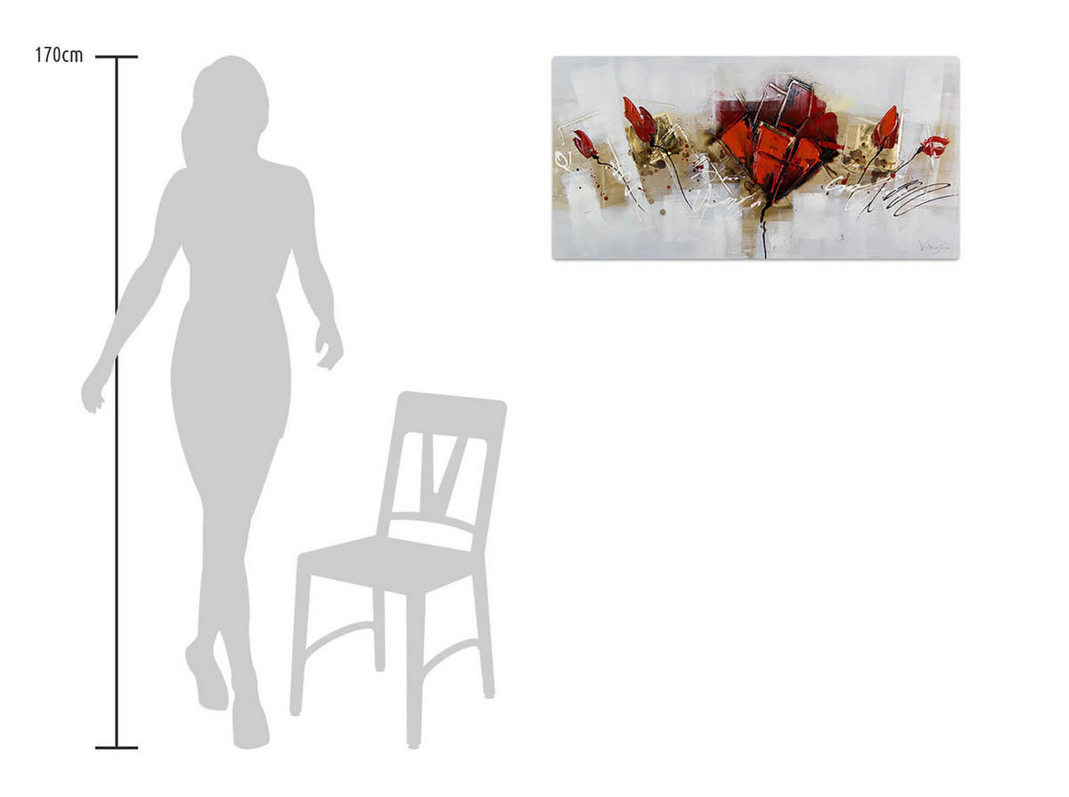 ÖLGEMÄLDE 100/50 cm - Rot, Holz/Textil (100/50cm) - KUNSTLOFT