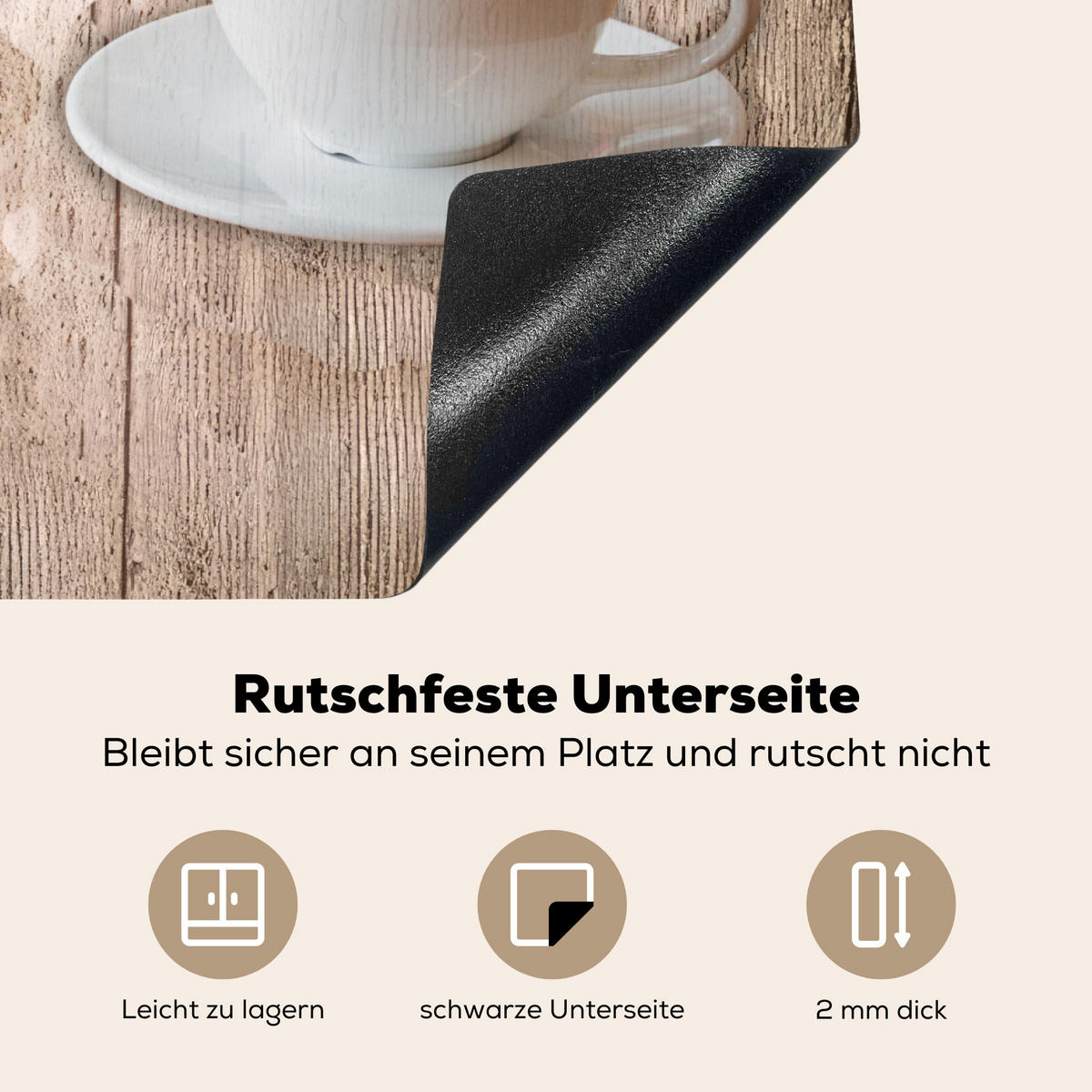 HERDABDECKPLATTE Bistro Parisien - Café - Kaffee - Jahrgang Herdabdeckung Induktionsfeld 65x52 cm - Cappuccino, Kunststoff (65/52/0.2cm) - MuchoWow