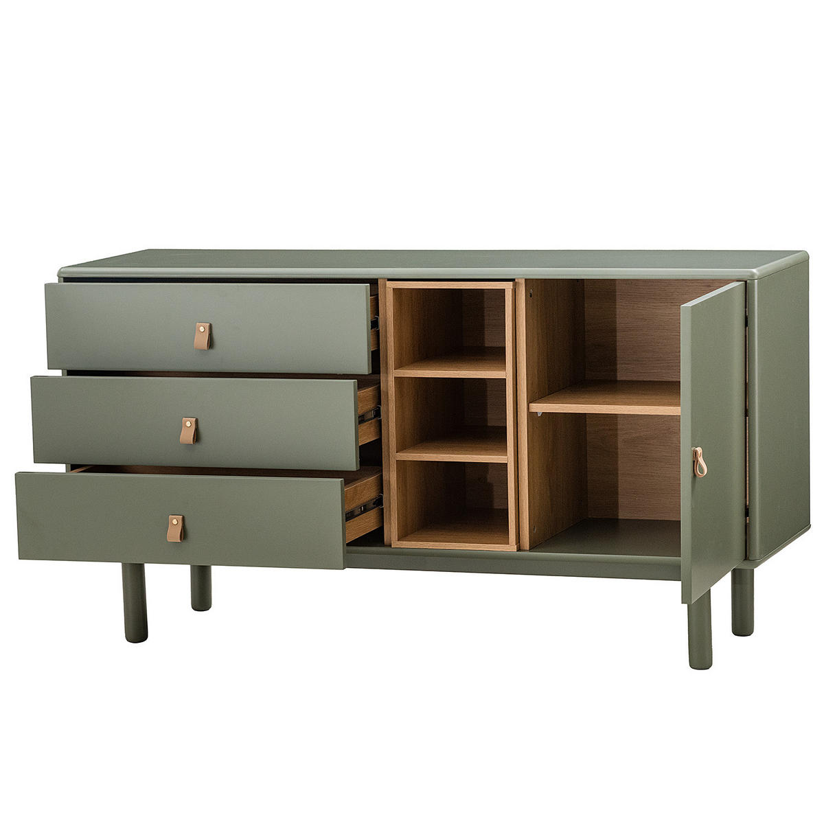 SIDEBOARD - 140 CM - Olivgrün, Holzwerkstoff (140/75/40cm) - home24