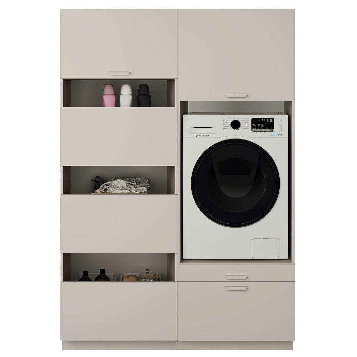 BADEZIMMERMÖBEL-SET Holv Kaschmirgrau 135 cm - Taupe, Holzwerkstoff/Metall (135/200/66cm) - Selsey