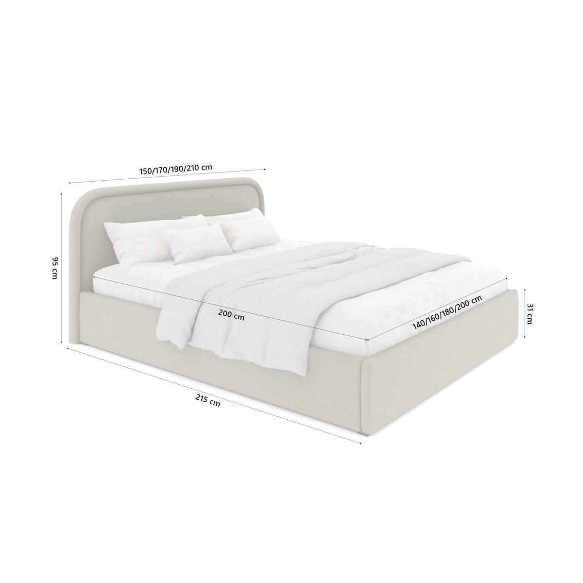 POLSTERBETT Juko 180x200 cm, Braun - Braun, Textil (180/200cm) - Fedve
