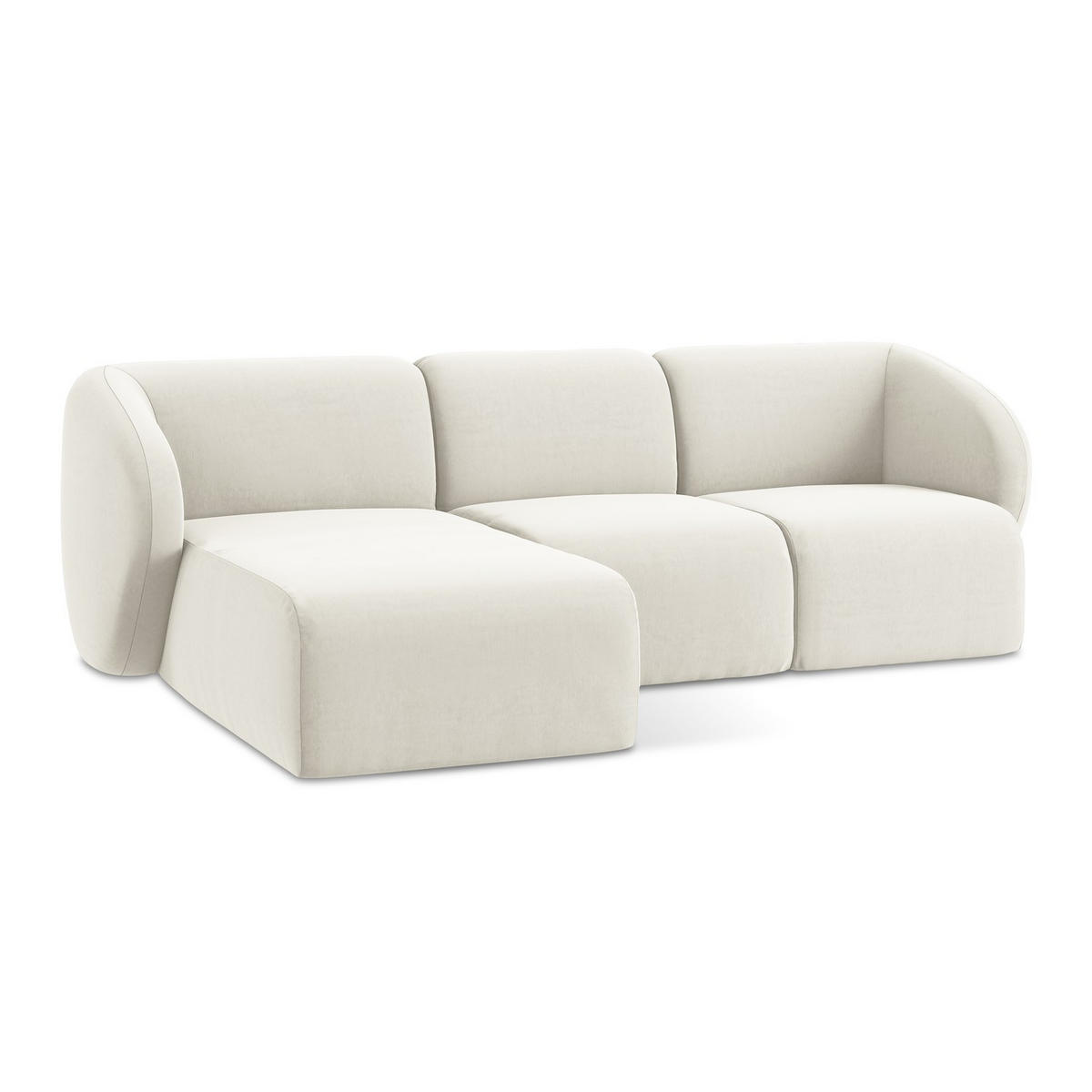 ECKSOFA Links Samt Stoff Beige - Creme/Schwarz, Holzwerkstoff/Kunststoff (248/166cm) - LaMiaSofa