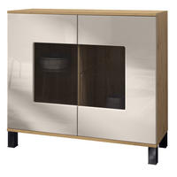 KOMMODE Grömitz Sandgrau Hochglanz - Sandfarben, Holzwerkstoff (92.5/84.5/35cm) - Vladon