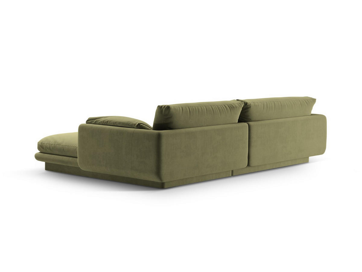 ECKSOFA links Torino aus Samt hellgrün 4 Sitzplätze - Hellgrün, Textil (170/250cm) - Micadoni