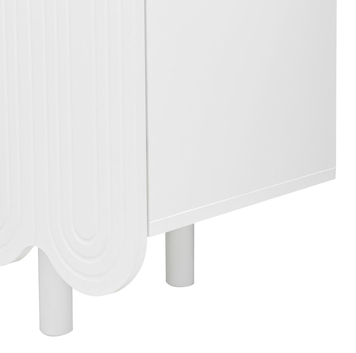SIDEBOARD aus MDF 120x37,5x80,8 cm Weiß mit 4 Türen, Tropfenrelief und Stauraum - Weiß, Holzwerkstoff (120/80.8/37.5cm) - IVMEU