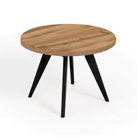 ESSTISCH LORA, Durchmesser: 90 / 190 cm Eiche Wotan / Schwarz - Eiche Wotan/Schwarz, Holz (90/190/76cm) - Dekori_Interiors