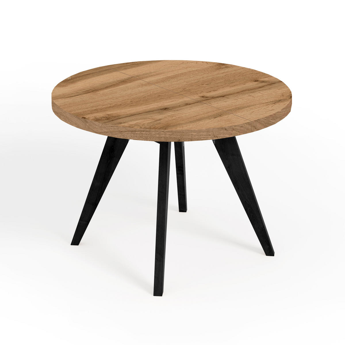 ESSTISCH LORA, Durchmesser: 90 / 190 cm Eiche Wotan / Schwarz - Eiche Wotan/Schwarz, Holz (90/190/76cm) - Dekori_Interiors