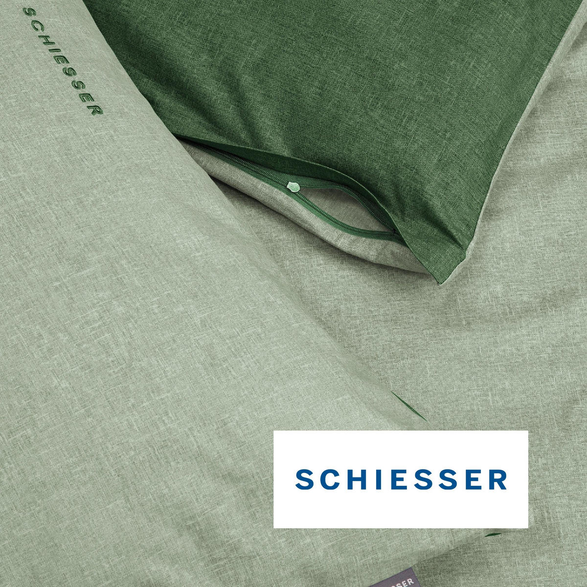 BETTWÄSCHESET Doubleface Renforcé 2-teilig 135x200 cm Grün - Grün, Textil (135/200cm) - SCHIESSER