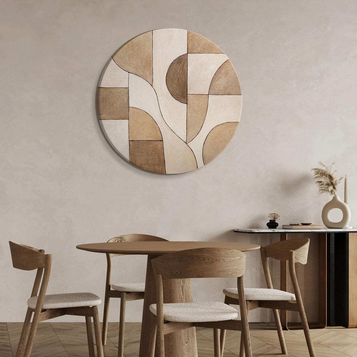 GEMÄLDE Ornamente der Zeit auf Keilrahmen 100 cm - Beige, Holz (100/100cm) - YS-art gallery