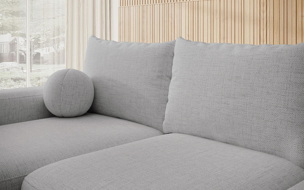 ECKSOFA Carnos mit Ballkissen, Grau Chenille, linksseitig - Schwarz/Grau, Kunststoff/Textil (264/162cm) - Selsey