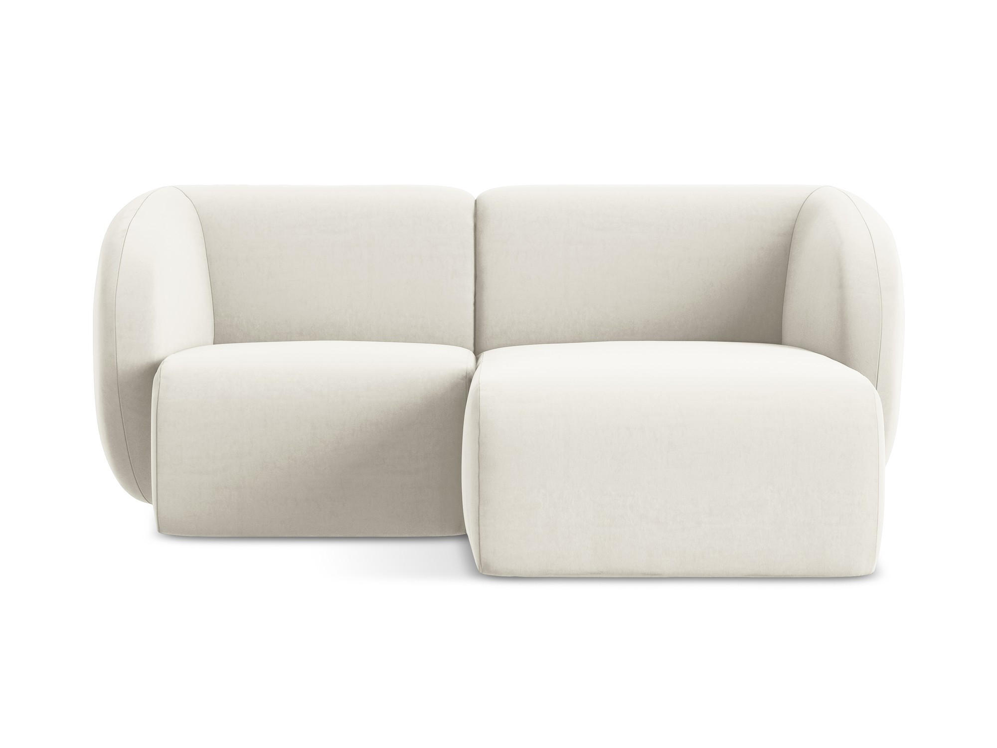 ECKSOFA Rechts Samt Stoff Beige - Creme/Schwarz, Holzwerkstoff/Kunststoff (178/166cm) - Makamii