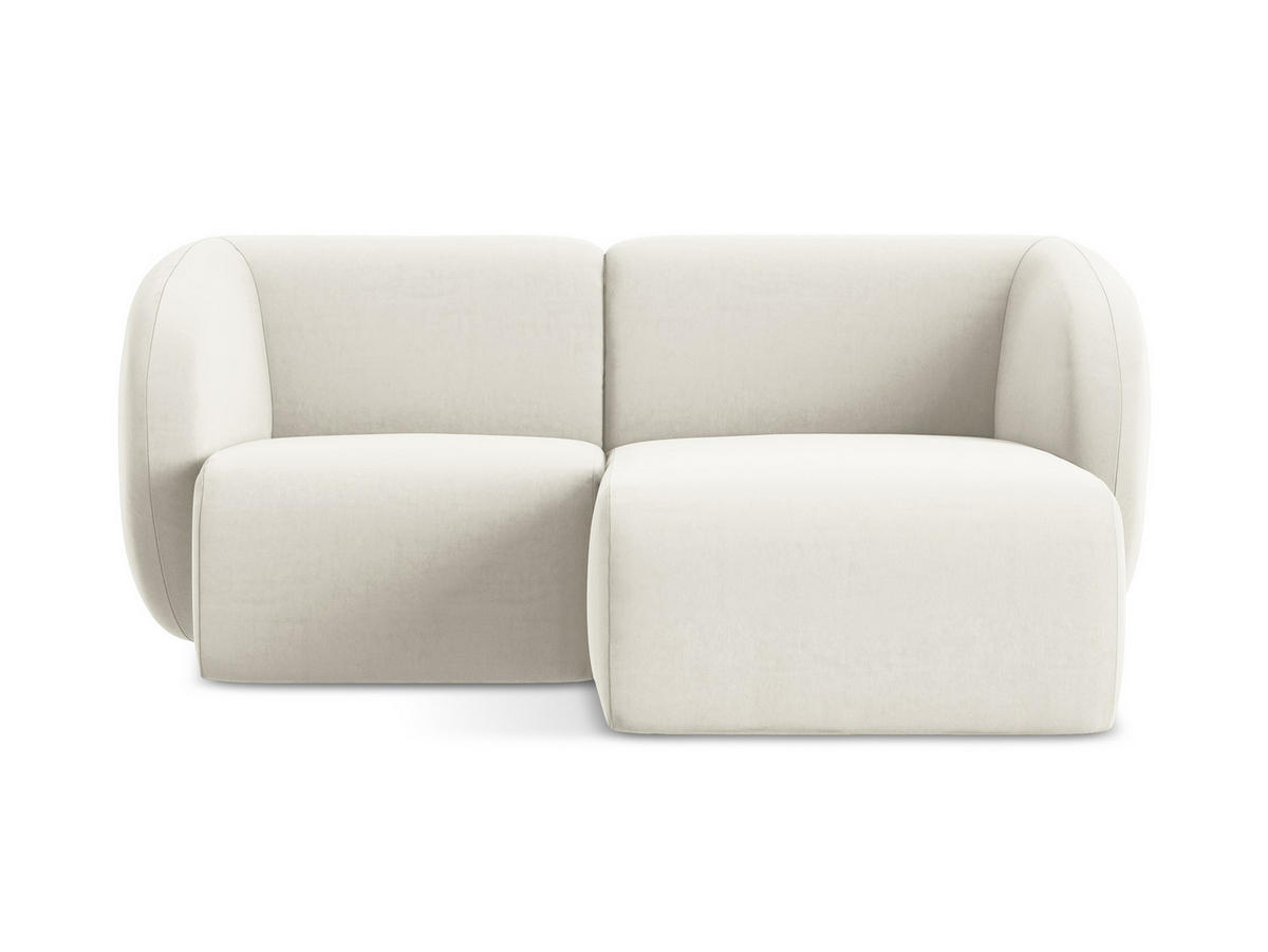ECKSOFA Rechts Samt Stoff Beige - Creme/Schwarz, Holzwerkstoff/Kunststoff (178/166cm) - Makamii