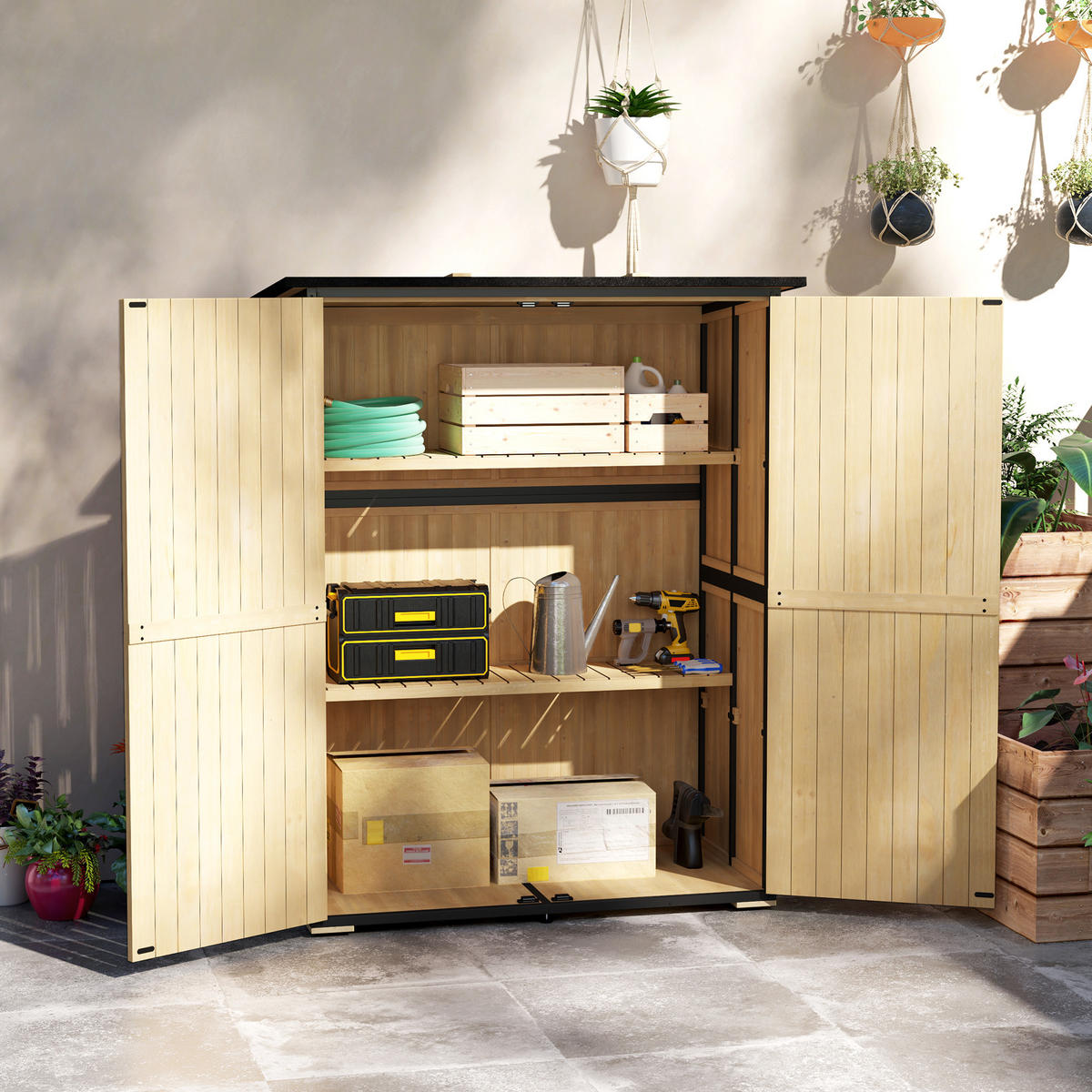 GARTENSCHRANK DE-09217 Naturholz - Naturfarben, Holz (74/173/140cm) - ComfortXL