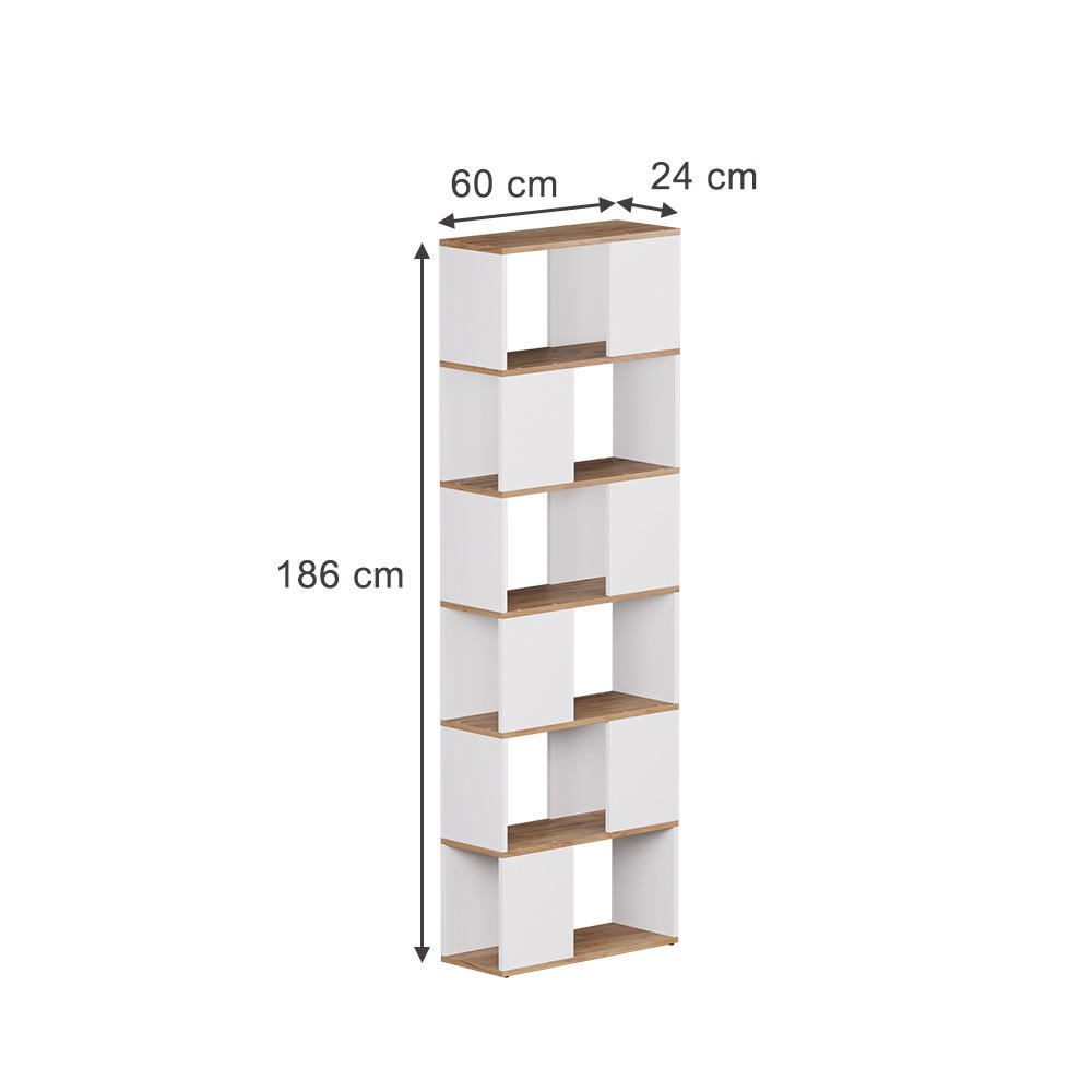 RAUMTEILER Eneos Weiß/Goldkraft Eiche 60 x 186 cm - Eiche Wotan/Weiß, Holzwerkstoff (60/186/24cm) - Vicco