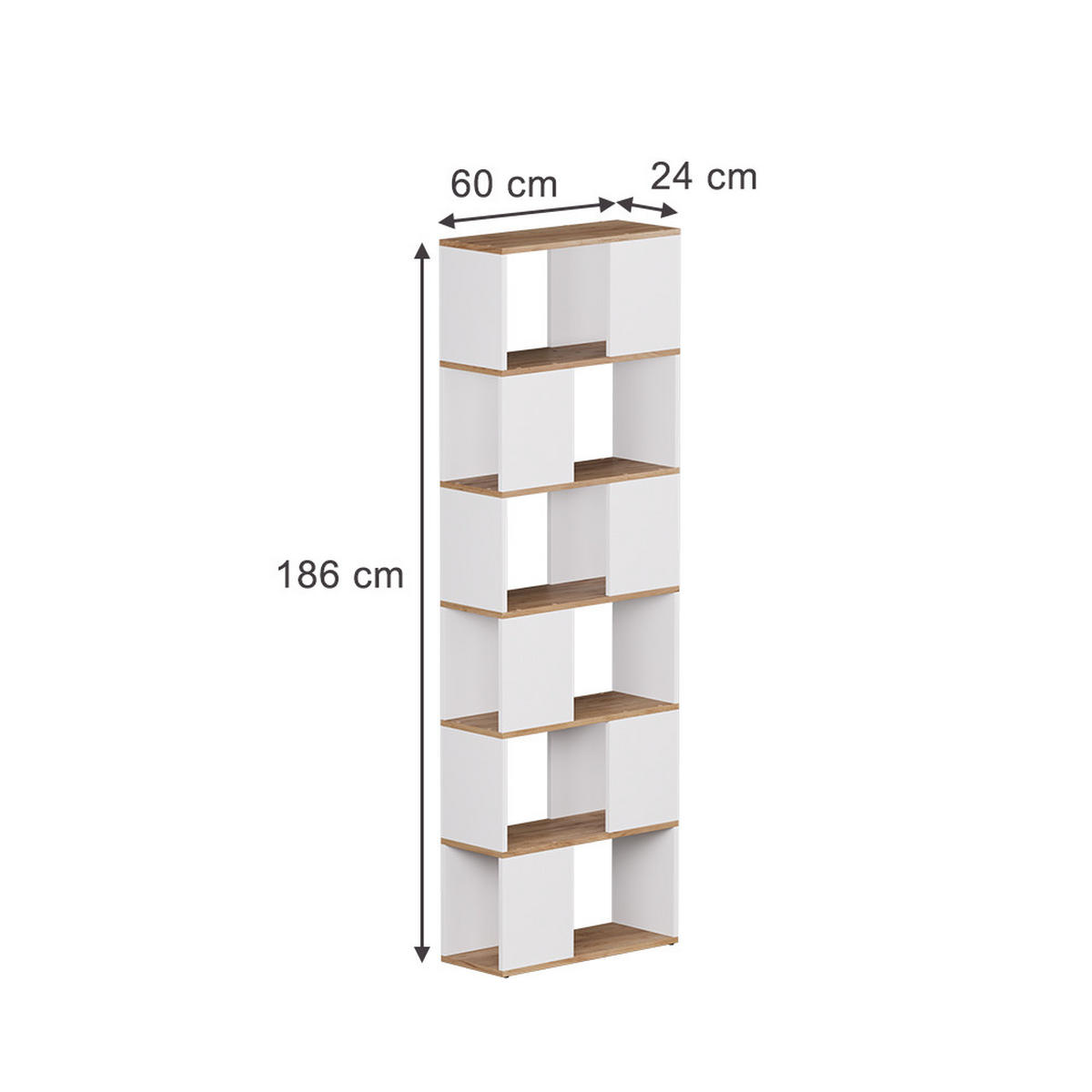 RAUMTEILER Eneos Weiß/Goldkraft Eiche 60 x 186 cm - Honigeiche/Weiß, Holzwerkstoff (60/186/24cm) - Vicco