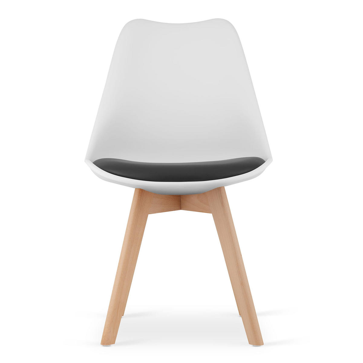 ESSZIMMERSTUHL 4-er Set RIKX Schwarz-weißer Sitz, natürliche Beine - Schwarz/Naturfarben, Kunststoff (49/82/43cm) - Valora