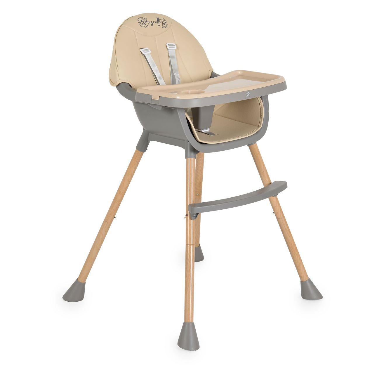 HOCHSTUHL Biscotti 2 in 1 beige Kinderstuhl Anti-Rutsch-Füße Doppeltablett - Beige, Kunststoff (64/94/64cm) - Moni