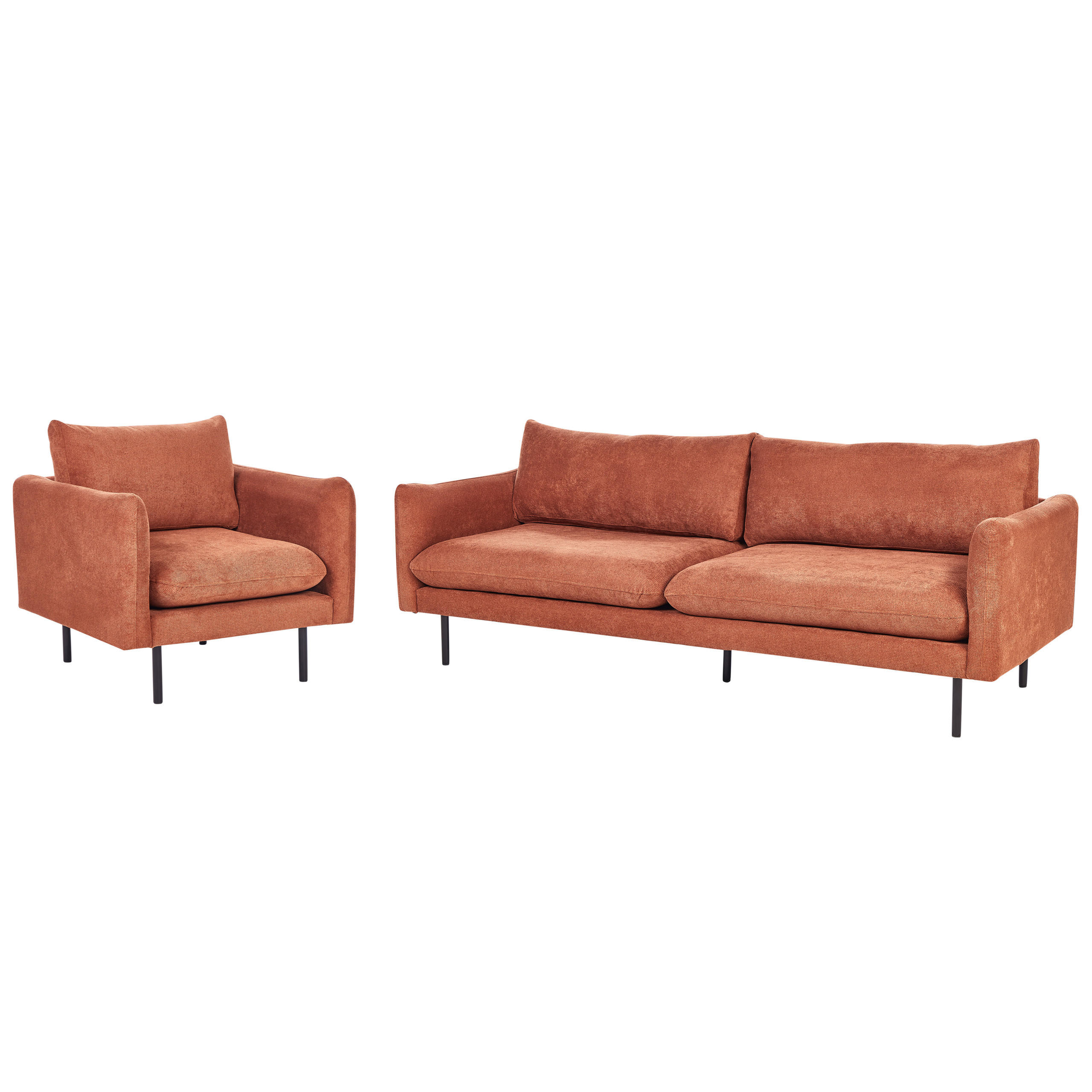 SOFA-SET 4-Sitzer Chenillegewebe Goldbraun Vinterbro - Goldfarben/Schwarz, Textil (220/85/85cm) - Beliani