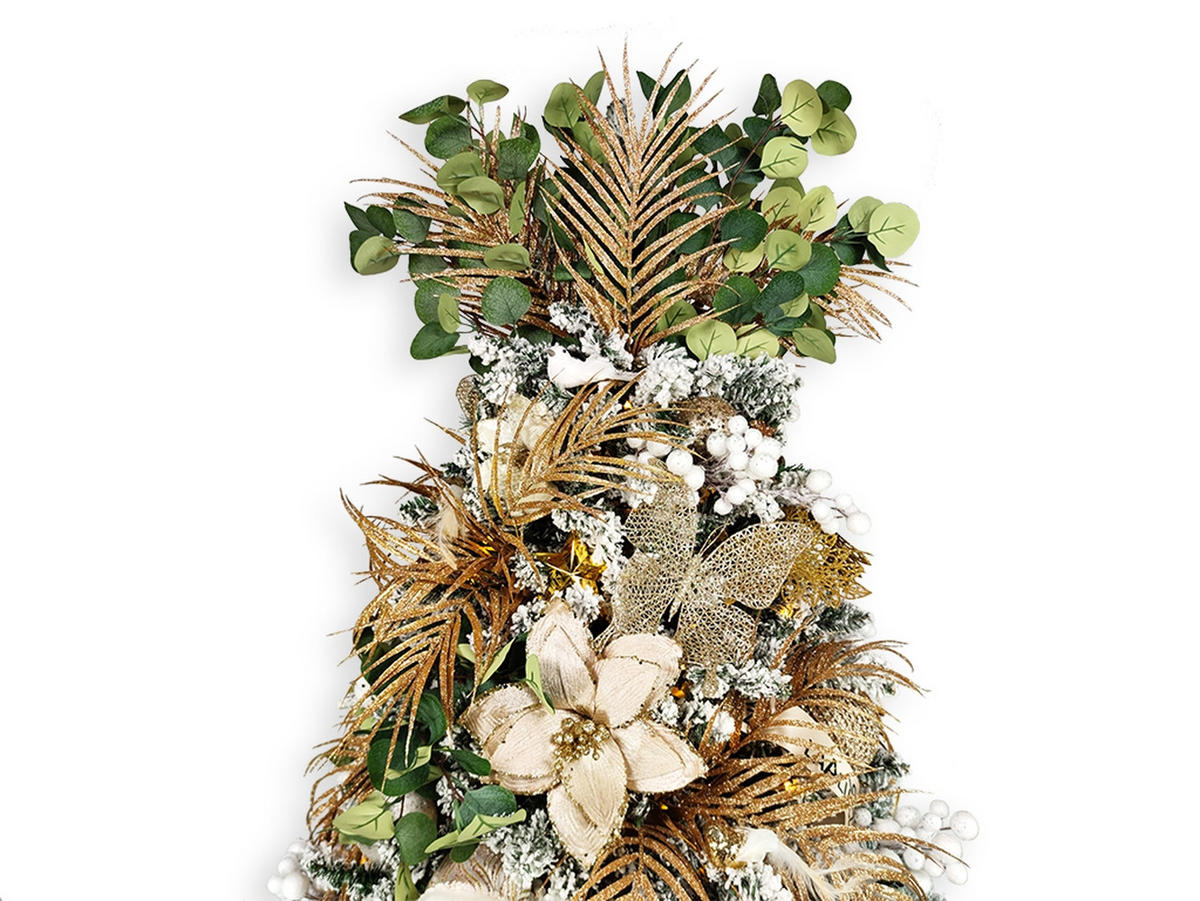 LAALU WEIHNACHTSBAUM geschmückt künstlich mit 106 Ornamenten CHAMPAGNE 180 cm Baum mit Ständer und Weihnachtsschmuck - Champagner/Goldfarben, Kunststoff (180cm) - LAALU