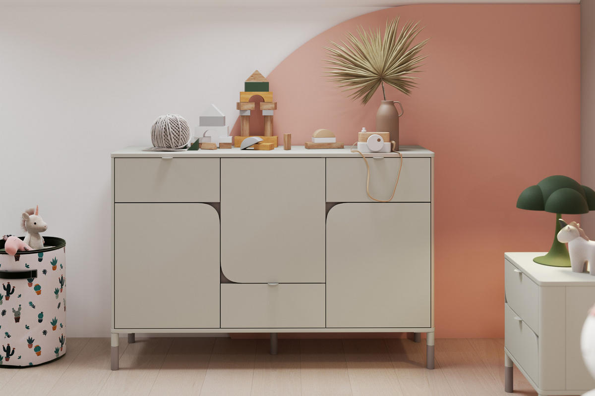 KOMMODE CATTA mit Schubladen, Cremefarben - Creme, Holz (130/87/40cm) - KONSIMO®