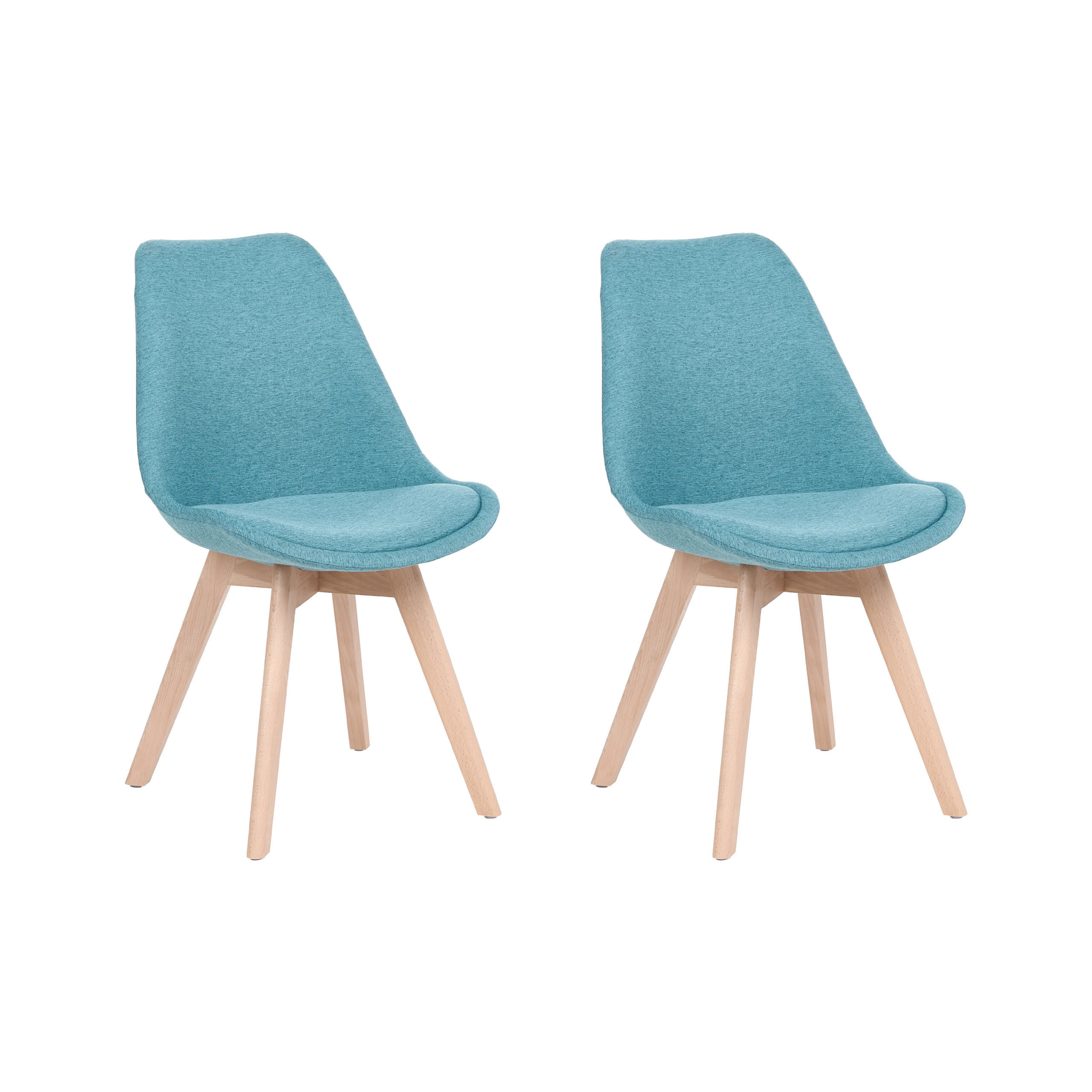 STUHL 2er-Set Polsterbezug Blau Dakota - Hellblau, Holz/Textil (47/84/60cm) - Beliani