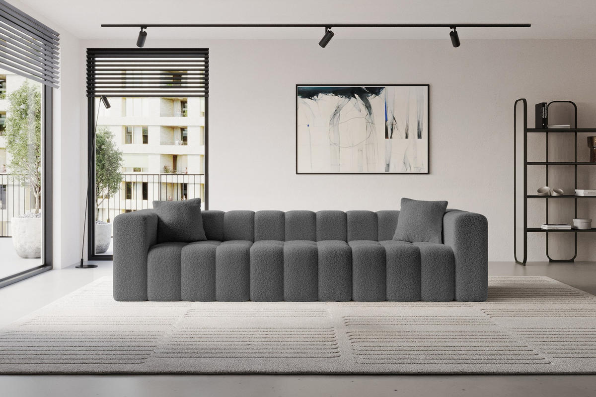 POHOVKA 3-MÍSTNÁ DONY-3 315x90x71 cm Šedá Buklé - šedá/černá, kompozitní dřevo/textil (315/71/90cm) - ALTDECOR