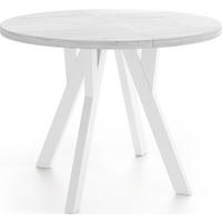 ESSTISCH Avero White runder ausziehbarer, Kiefer weiß 80-160/80/77 cm - Weiß, Holz/Holzwerkstoff (80/80/77cm) - WFL GROUP