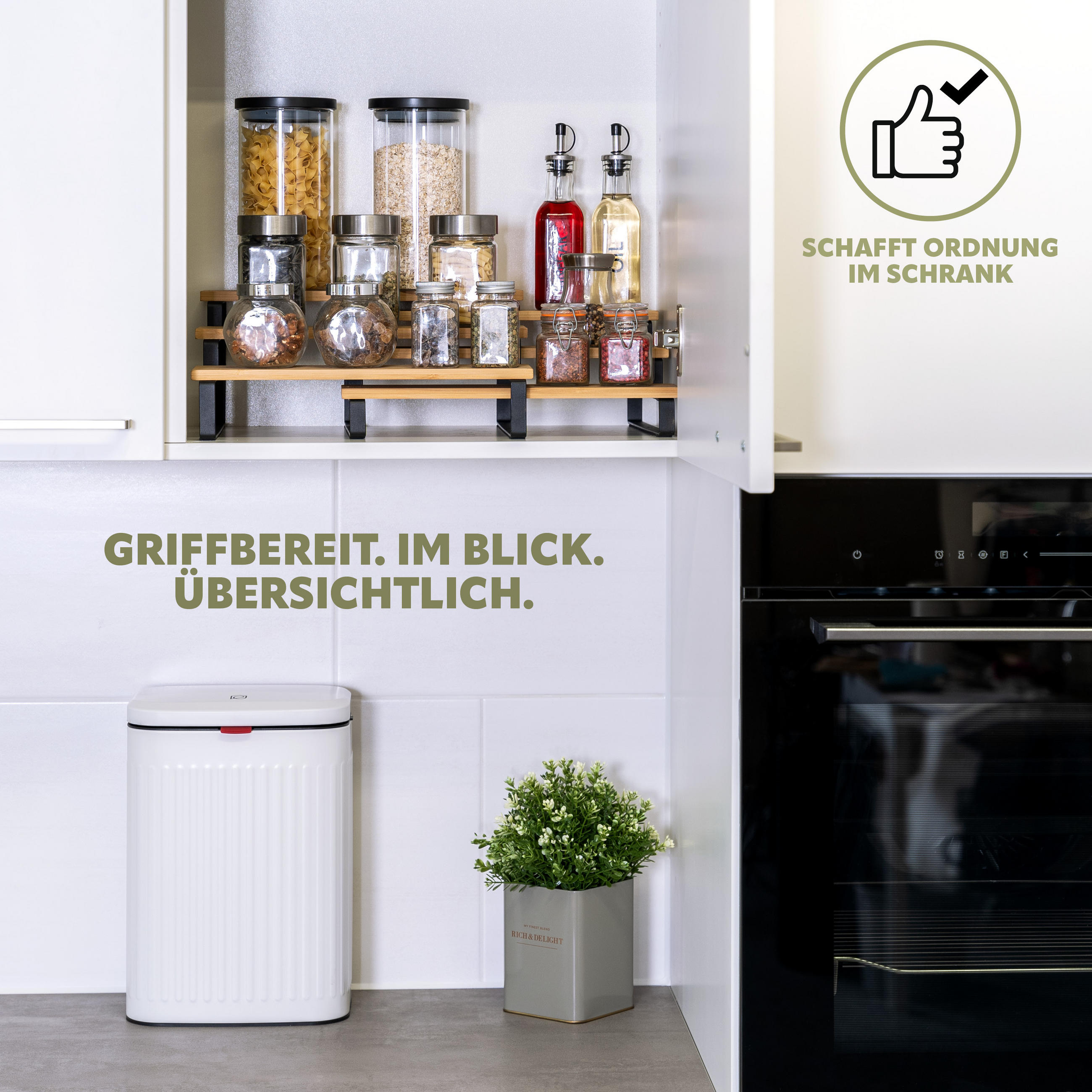 Thumbnail - bremermann Gewürzregale, Schwarz, Holz, 32x14x27 cm, Küchenzubehör, Vorratsbehälter, Gewürzgläser