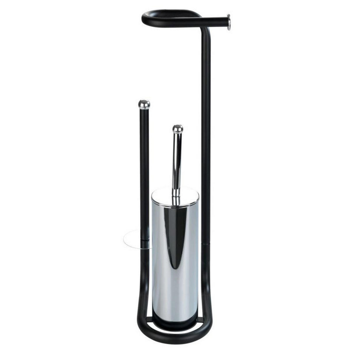TOILETTENPAPIERSTÄNDER mit WC-Bürste Universalo 23/20/62 cm - Schwarz, Metall (20/62/23cm) - Wenko